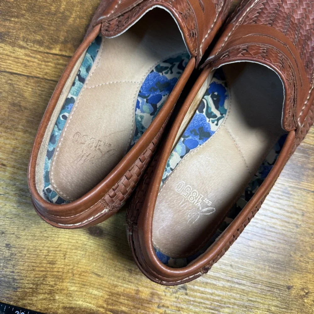 Johnston & Murphy Est. 1850 20-1283 Brown Woven Leather Penny Loafer Mens 10M